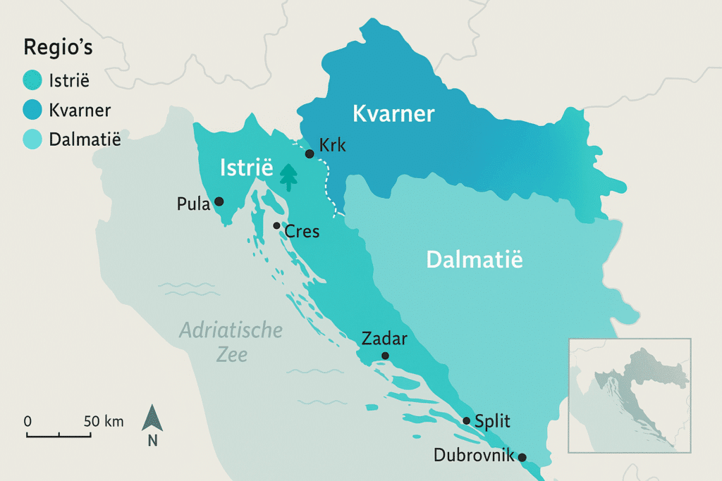 campings kroatie aan zee kaart gebieden kroatie