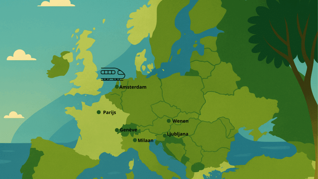 duurzaam reizen europa illustratie landkaart 10-daagse route