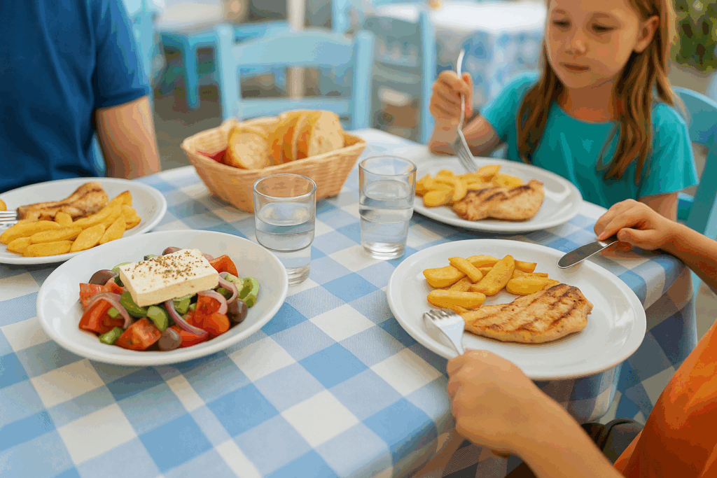 kreta met kinderen eten met kinderen
