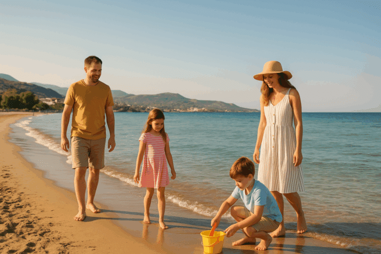 kreta met kinderen familie strand