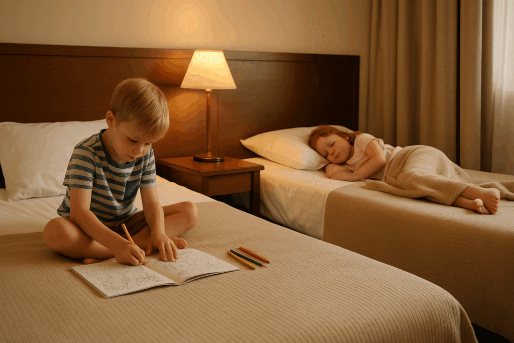 kreta met kinderen kinderen rusten hotelkamer