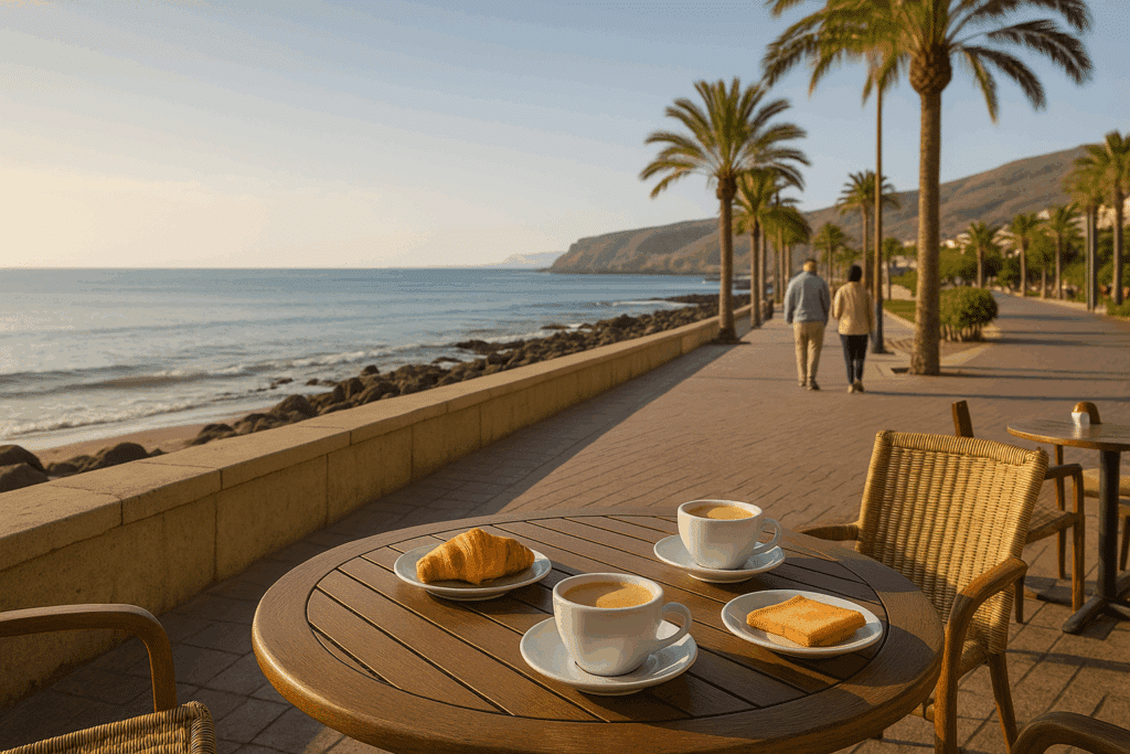 zonvakantie december Europa ontbijt boulevard